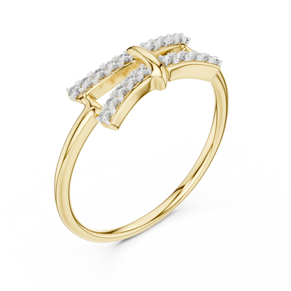 Architectural Double Bar Pave Set Lab Grown Diamond Ring