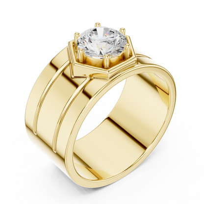 Hexagonal Solitaire 1.40 Ct Round Lab Grown Diamond Ring