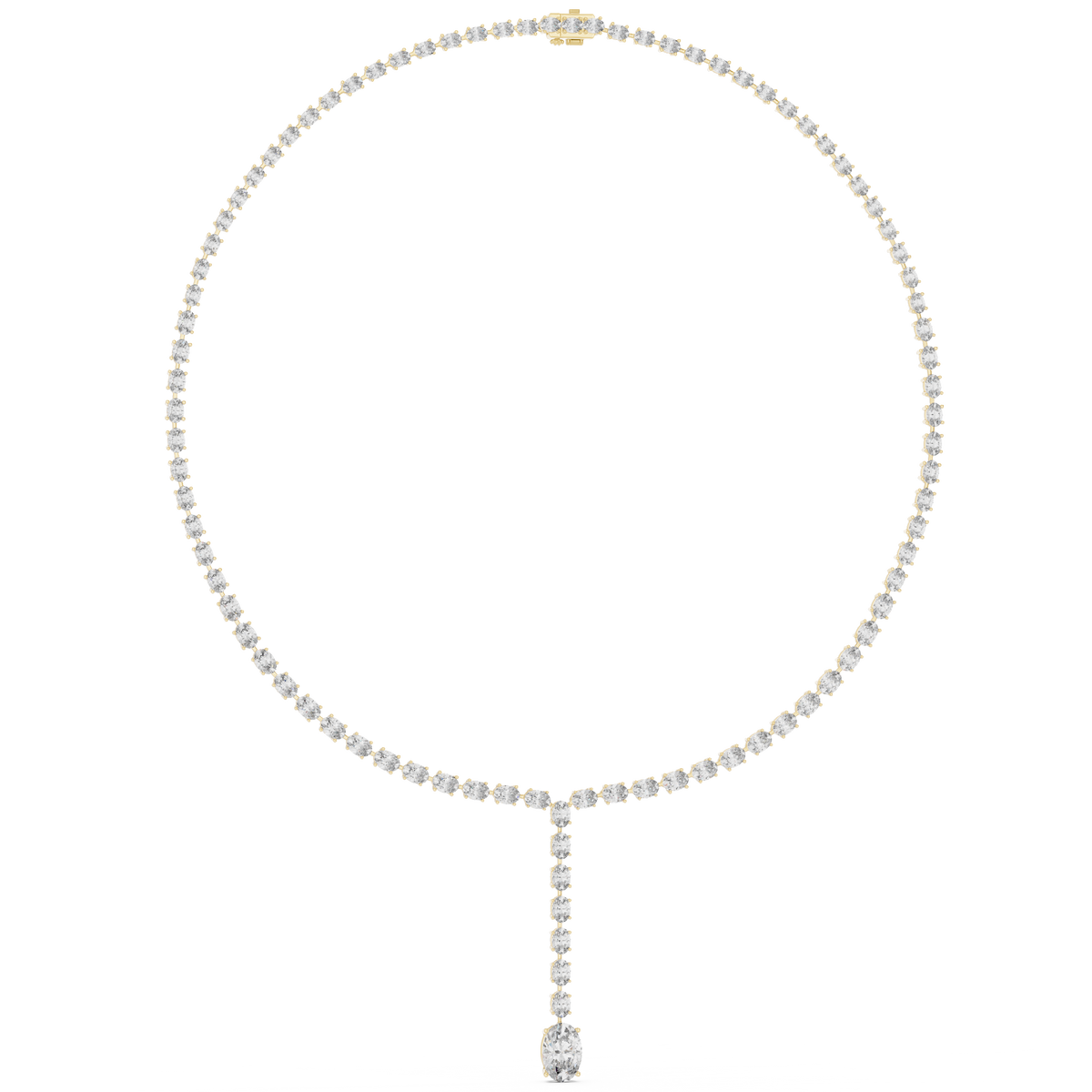 Oval Cut Lab Grown Diamond Y-Drop Lariat Necklace