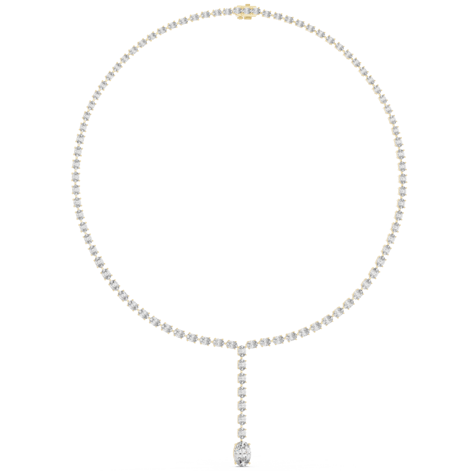 Oval Cut Lab Grown Diamond Y-Drop Lariat Necklace