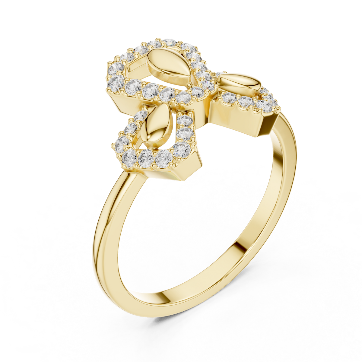 Hexagonal Floral Pave Lab Grown Diamond Ring