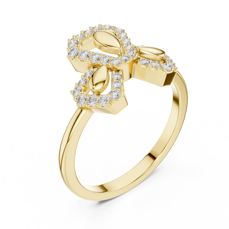 Hexagonal Floral Pave Lab Grown Diamond Ring