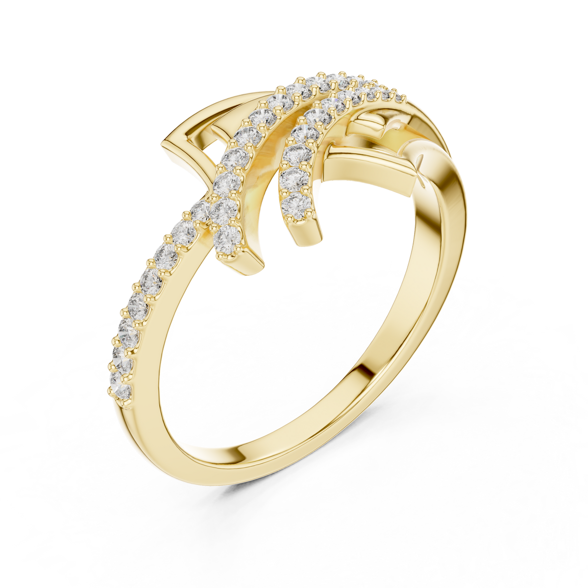 Asymmetric Openwork Bypass Lab Grown Diamond Statement Ring