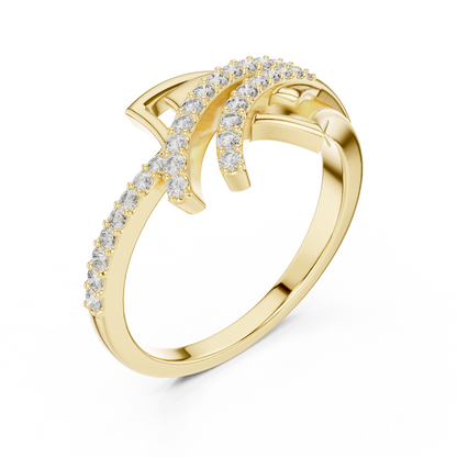 Asymmetric Openwork Bypass Lab Grown Diamond Statement Ring