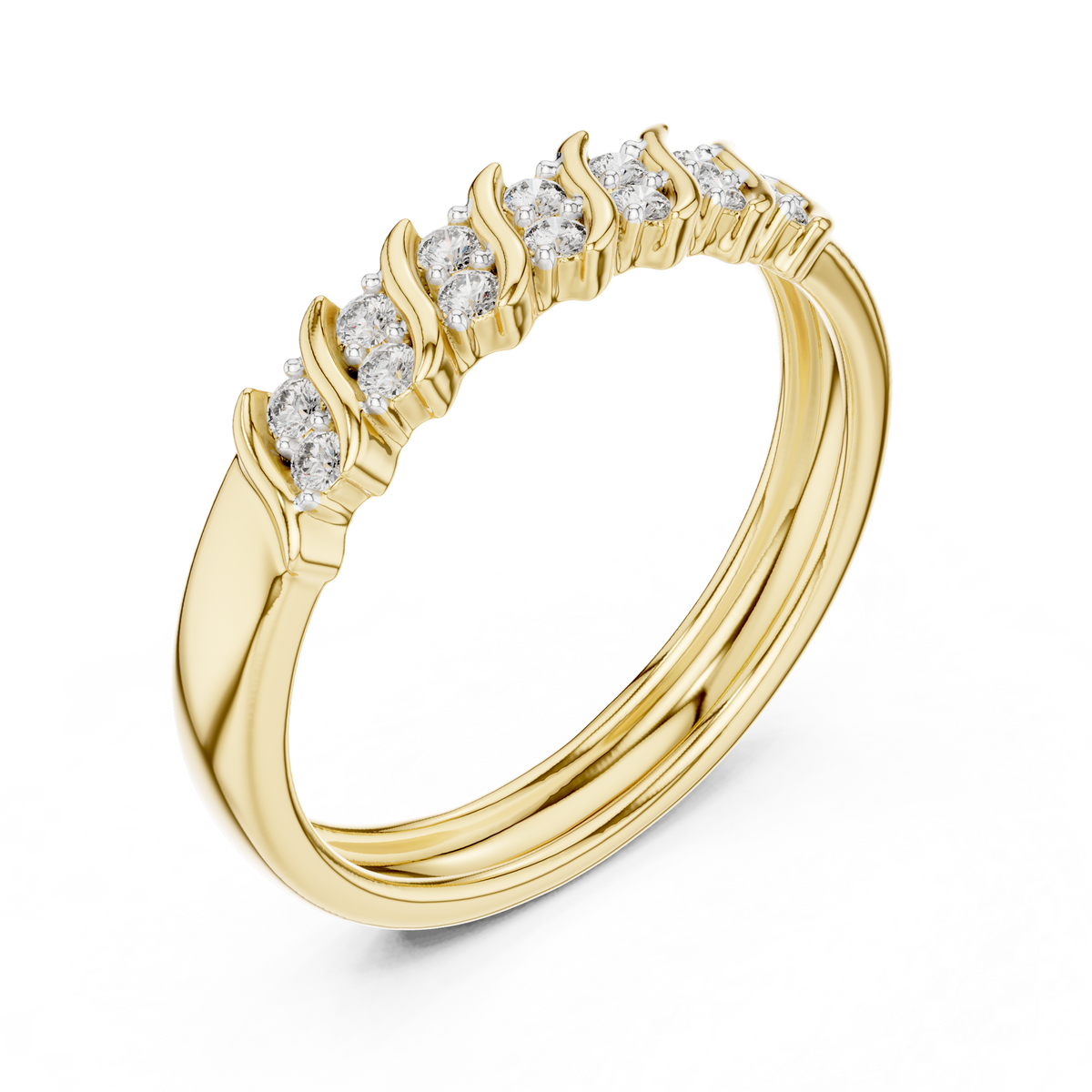 Swirl S-Curve Pave Set Lab Grown Diamond Ring