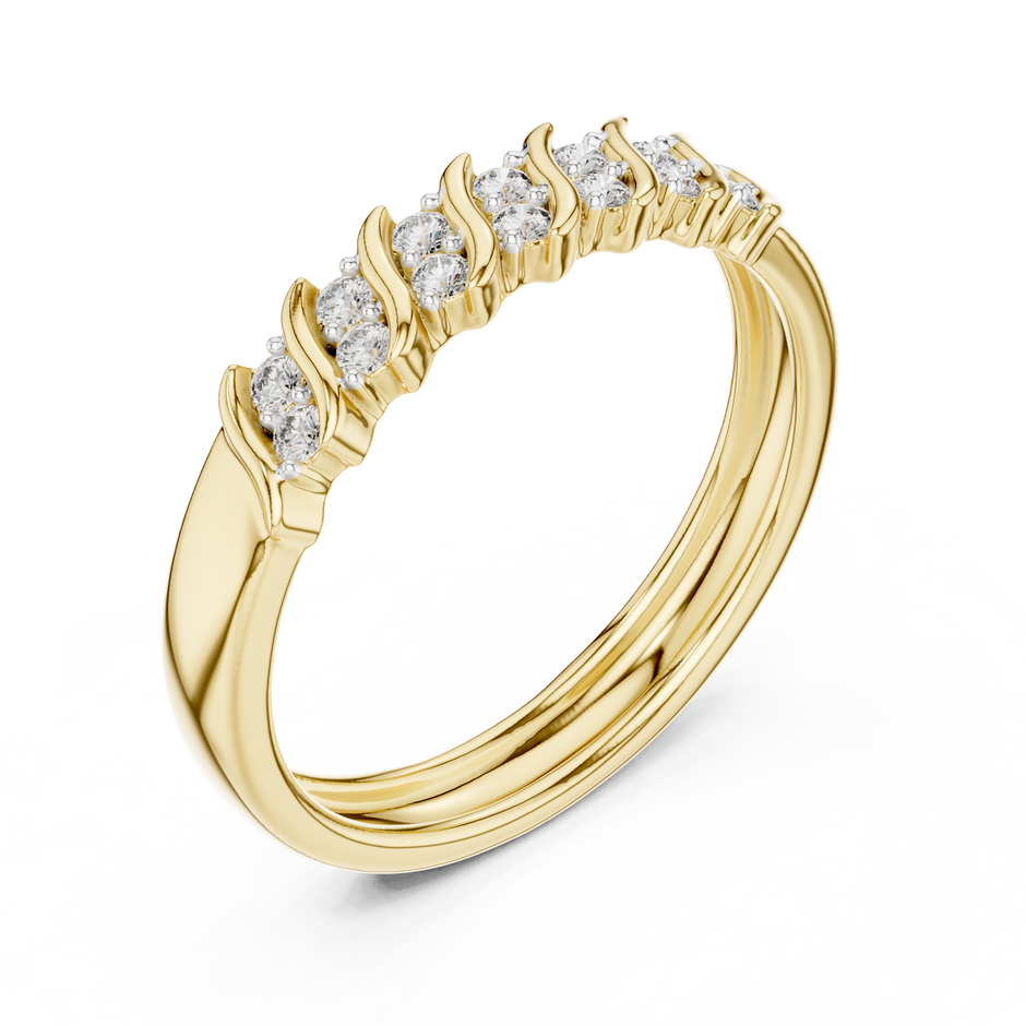 Swirl S-Curve Pave Set Lab Grown Diamond Ring