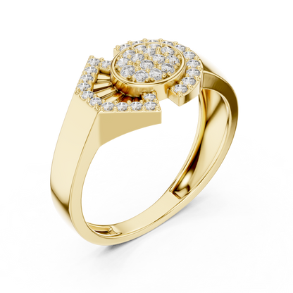 Art Deco Sunburst Fan Pave Set Cluster Lab Grown Diamond Ring
