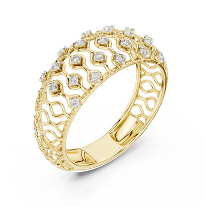 Openwork Lattice Mesh Pave Set Lab Grown Diamond Ring