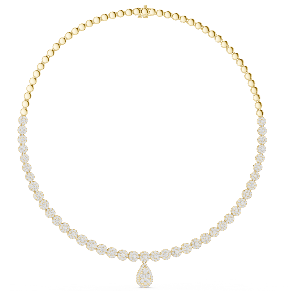 Round Lab Grown Diamond Cluster Station & Pear Drop Necklace