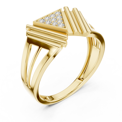 Inverted Triangle Pave Stepped Rib Openwork Lab Grown Diamond Ring
