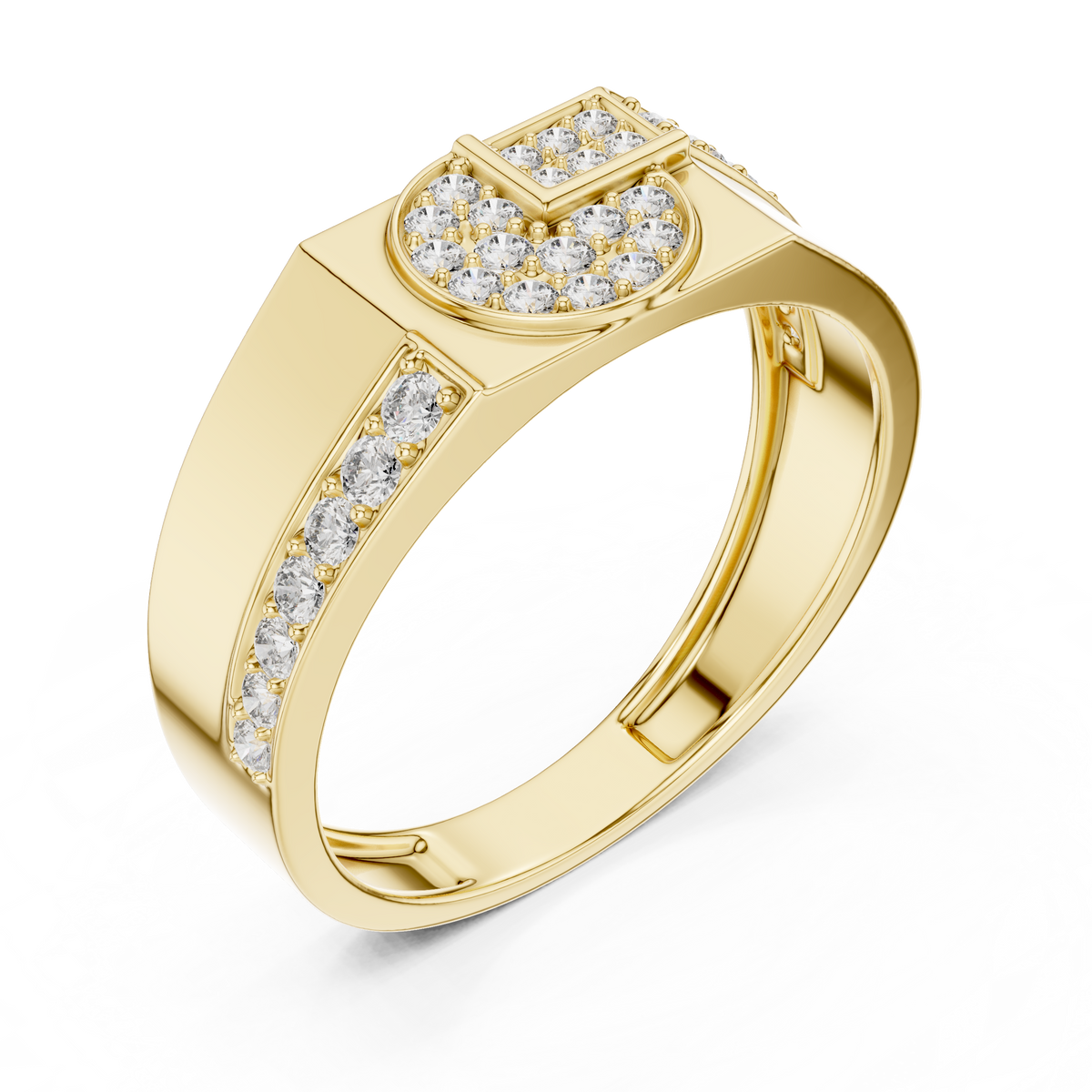 Interlocking G-Motif Center Pave Lab Grown Diamond Ring