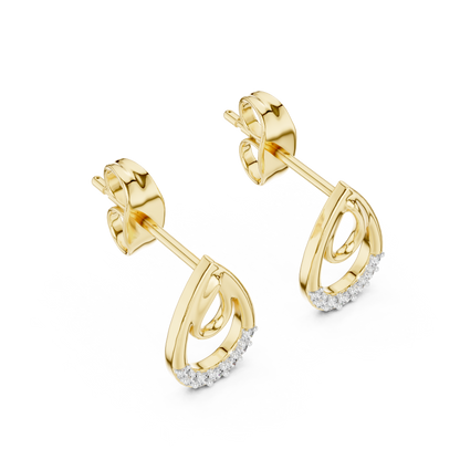 Round Pave Set Teardrop Motif Lab Grown Diamond Earrings