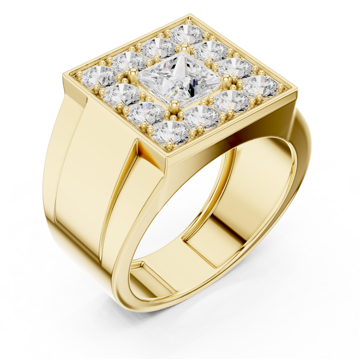 1.00 Ct Princess Cut Lab Grown Diamond Square Signet Solitaire Ring