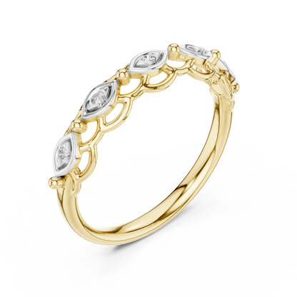 Marquise Frame Round Contour Lab Grown Diamond Ring