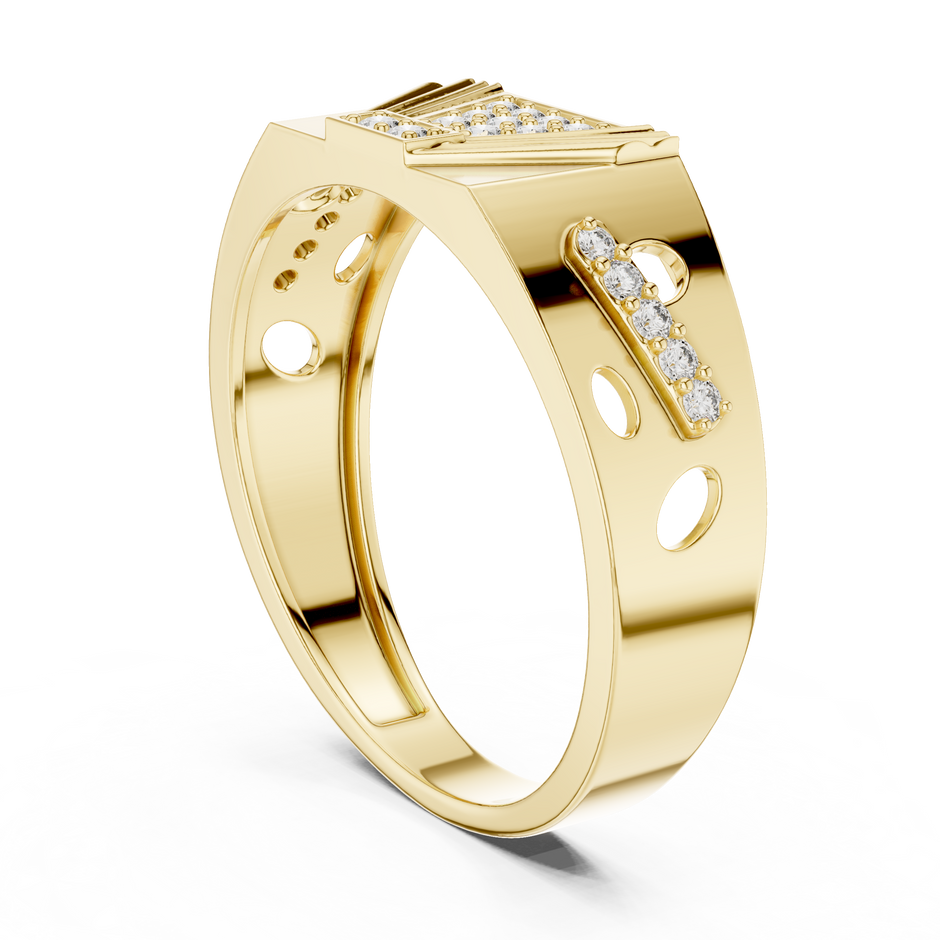 Inverted Trapezoid Pave Sunburst Fan Openwork Lab Grown Diamond Ring