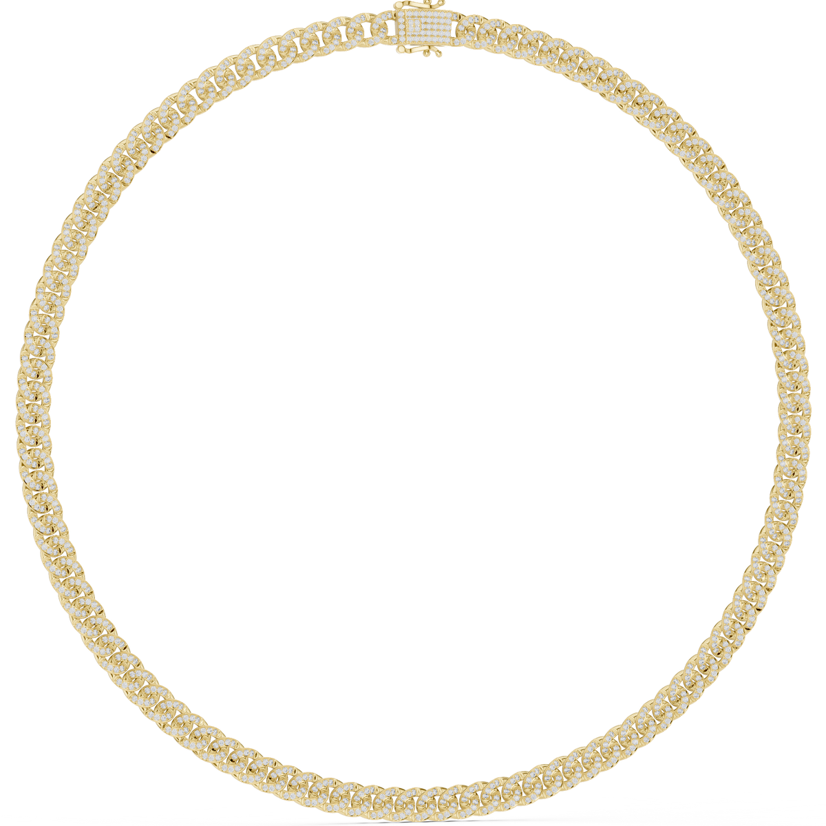 Pave Cuban Curb Link Lab Grown Diamond Chain Necklace