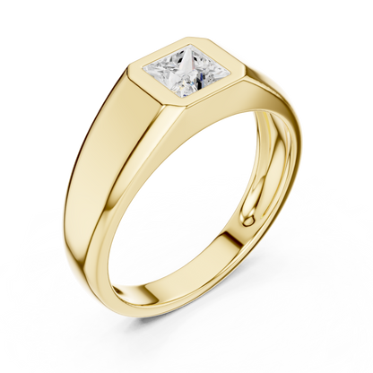 Bezel Set 0.50 Ct Princess Shape Lab Grown Diamond Solitaire Ring