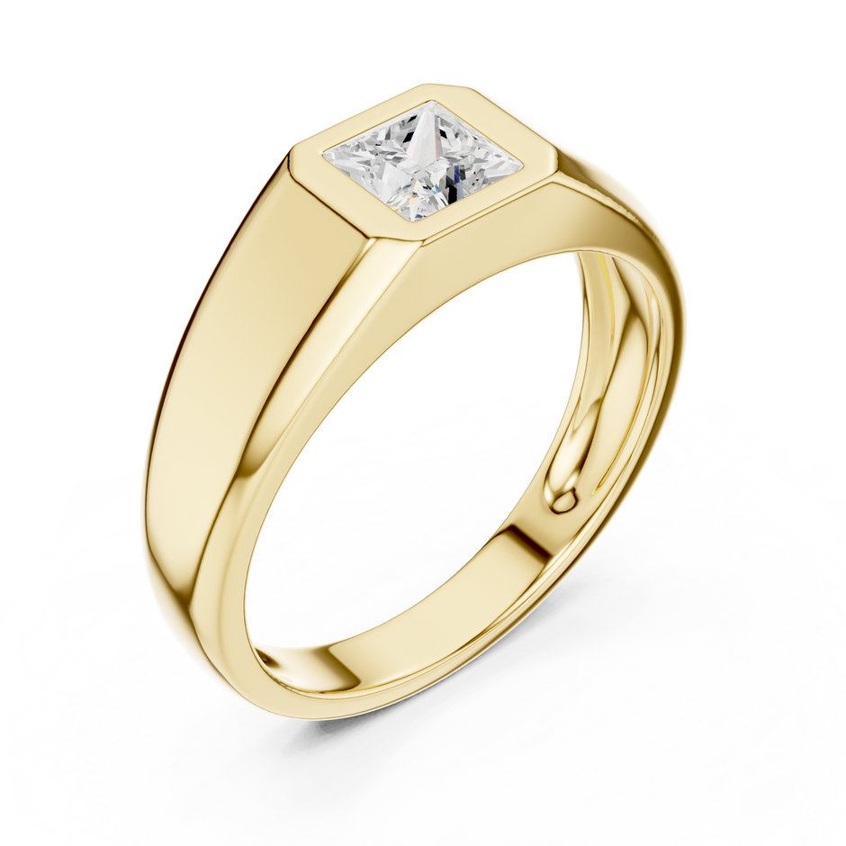 Bezel Set 0.50 Ct Princess Shape Lab Grown Diamond Solitaire Ring