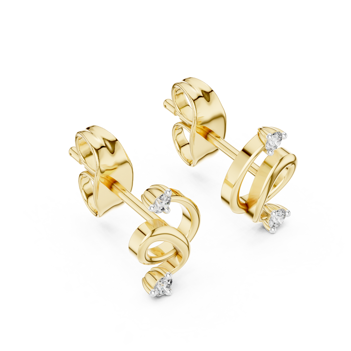 Round Cut Swirl Stud Lab Grown Diamond Earring