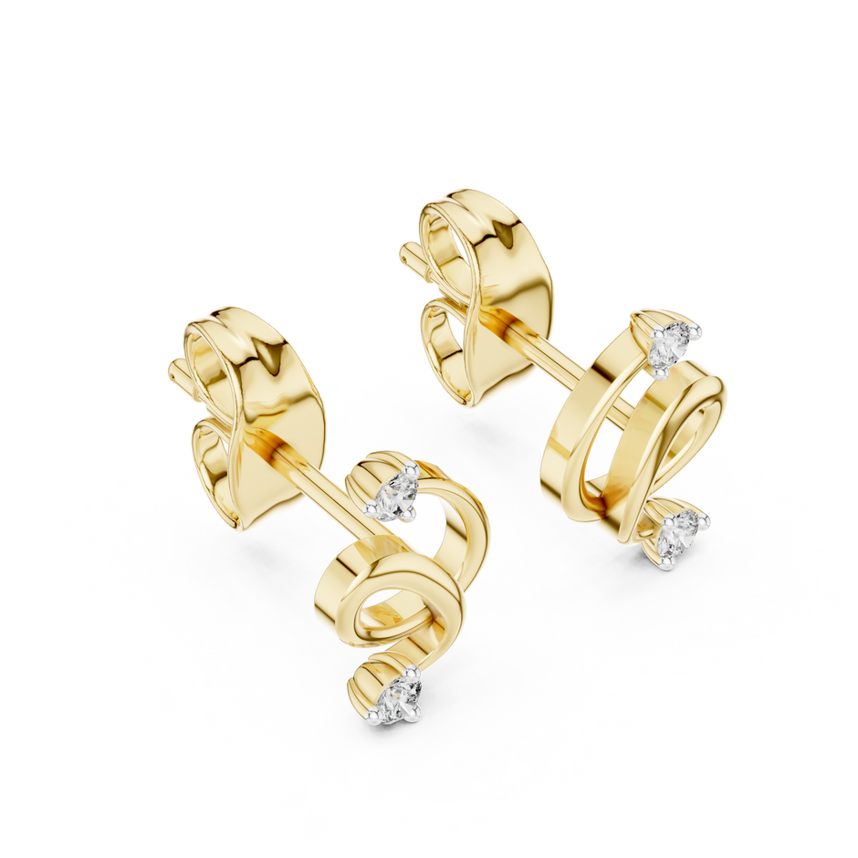 Round Cut Swirl Stud Lab Grown Diamond Earring