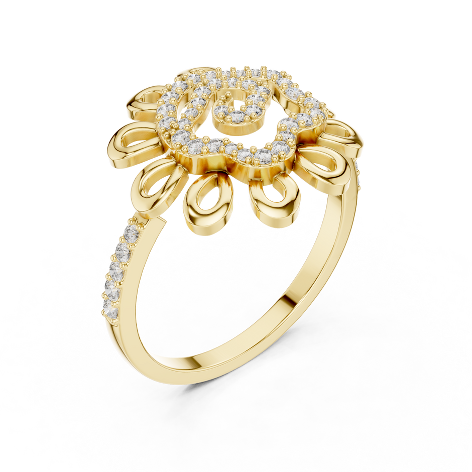 Radiating Floral Pave Lab Grown Diamond Statement Ring