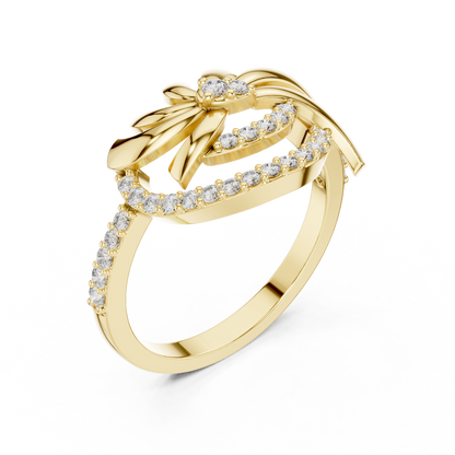 Asymmetric Sunburst & Ribbon Statement Lab Grown Diamond Ring