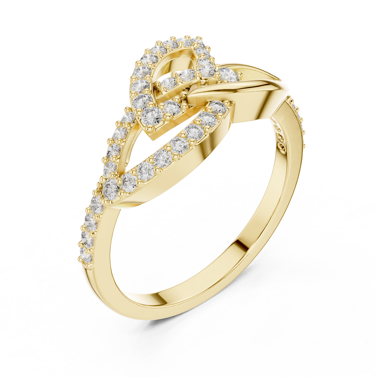 Asymmetrical Interlocking Teardrop Pave Lab Grown Diamond Ring
