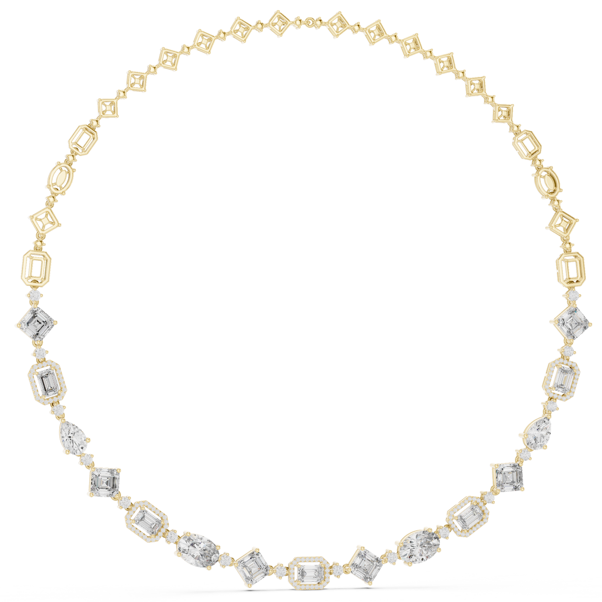 Multi-Shape Halo Station Lab Grown Diamond Collar Necklace