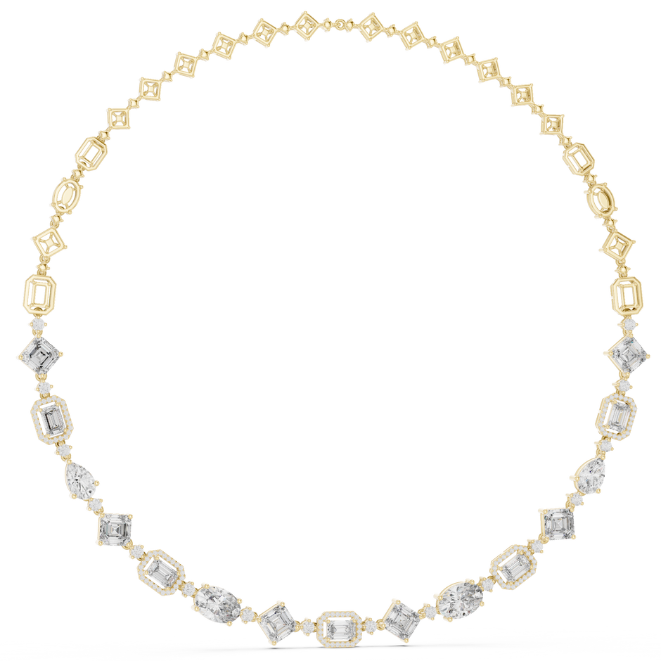 Multi-Shape Halo Station Lab Grown Diamond Collar Necklace