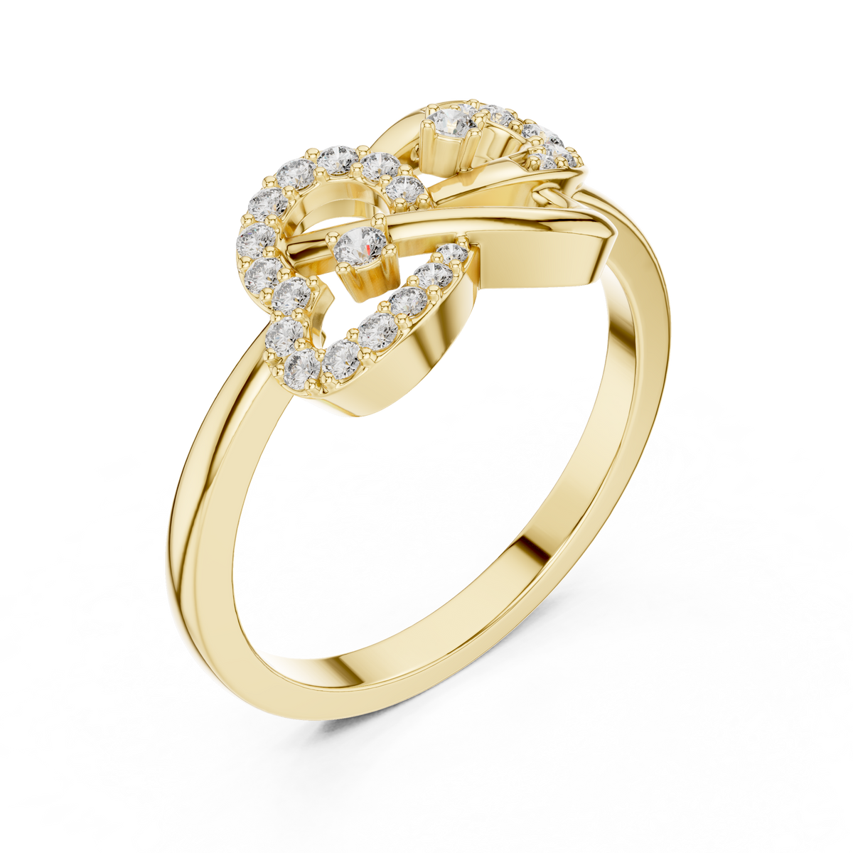 Interlocking Heart Pave Lab Grown Diamond Ring