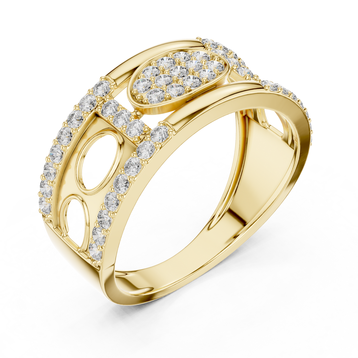 The Imperial Oval Center Pave Openwork Circle Shoulder Lab Grown Diamond Ring