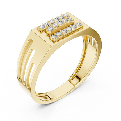 Triple Horizontal Pave Bar Slotted Shoulder Lab Grown Diamond Ring