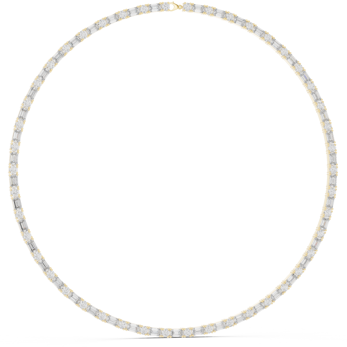 Emerald and Round Lab Grown Diamond Alternating Tennis Necklace