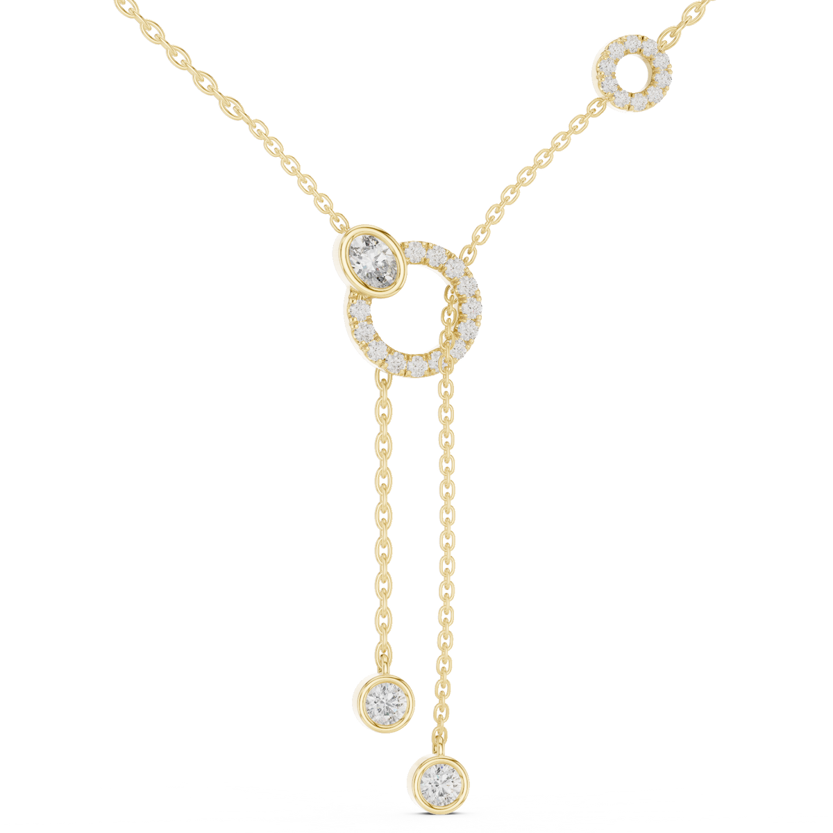 The Imperial Pave Circle & Bezel Station Lariat Lab Grown Diamond Pendant.