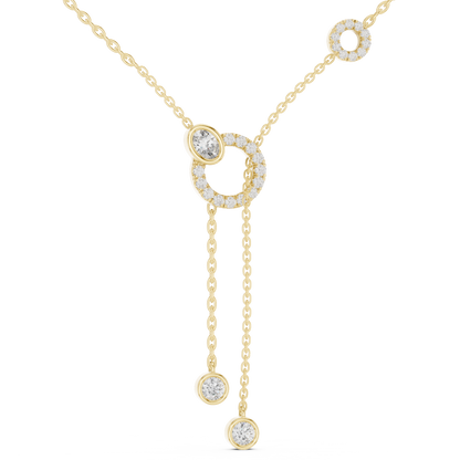 The Imperial Pave Circle & Bezel Station Lariat Lab Grown Diamond Pendant.