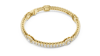 The Empress Emerald Cut Halo Station Lab Grown Diamond Tennis Bracelet.