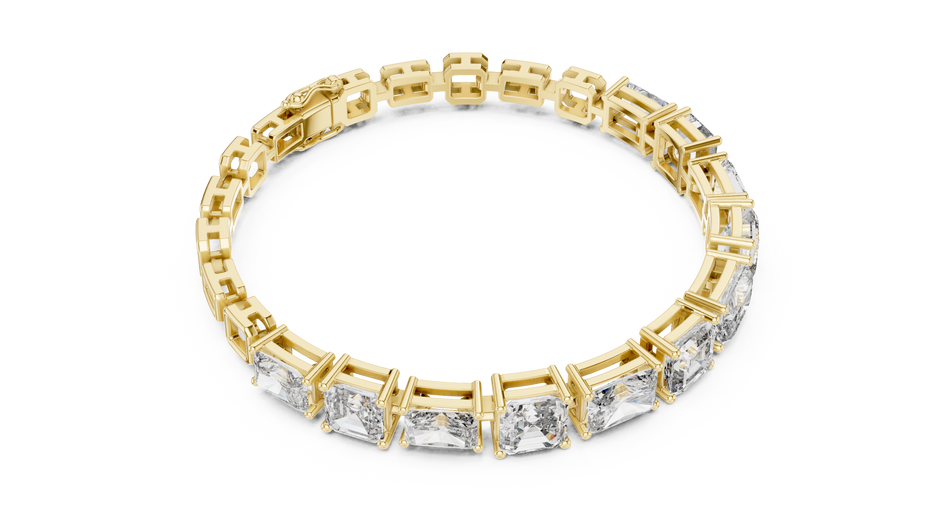 Asscher & Radiant Cut Lab Grown Diamond Box Setting Tennis Bracelet.