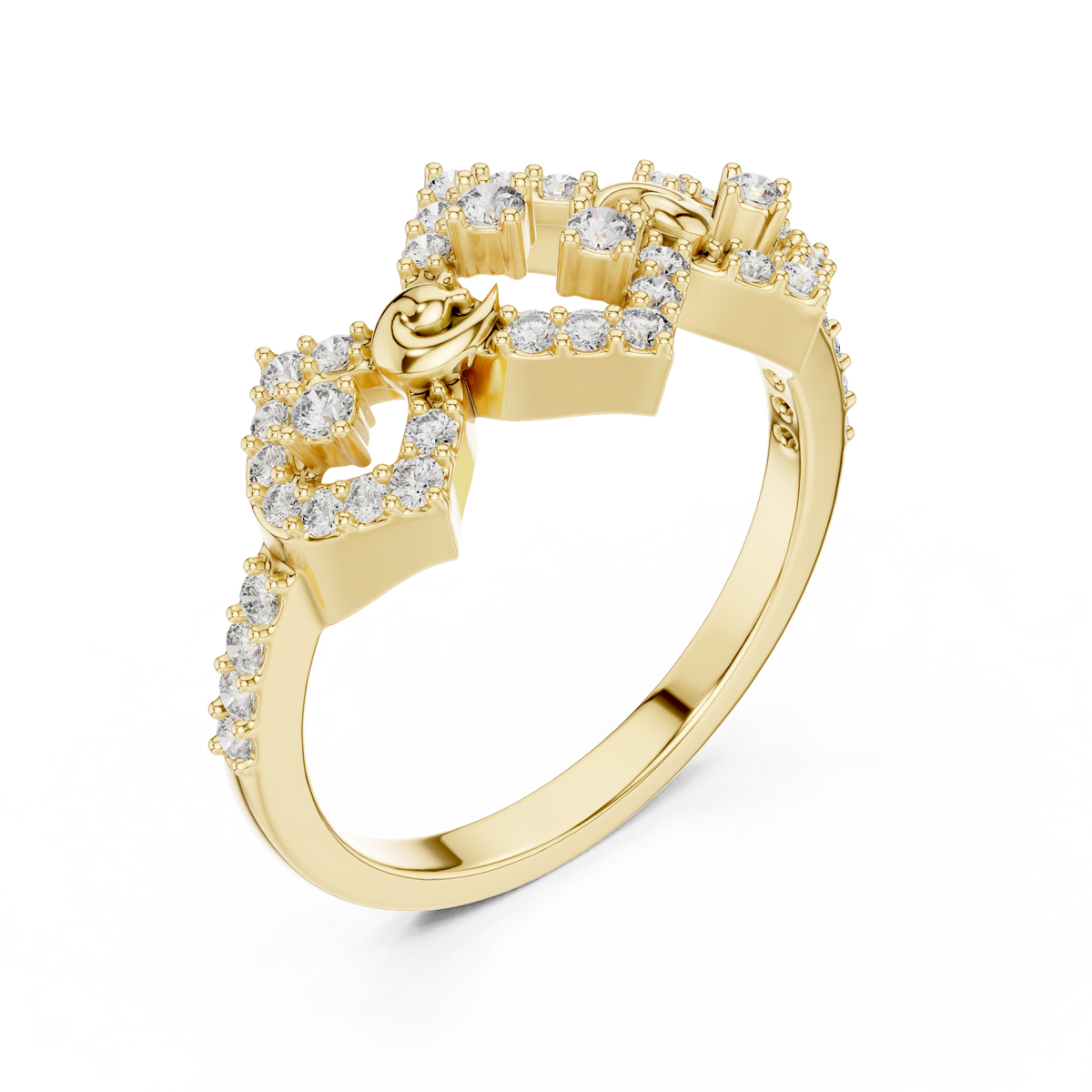 Triple Geometric Cluster Pave Lab Grown Diamond Ring