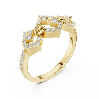 Triple Geometric Cluster Pave Lab Grown Diamond Ring