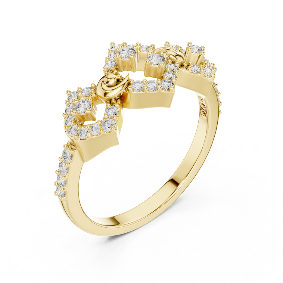 Triple Geometric Cluster Pave Lab Grown Diamond Ring