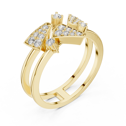 Double Band Geometric Pave Set Lab Grown Diamond Ring