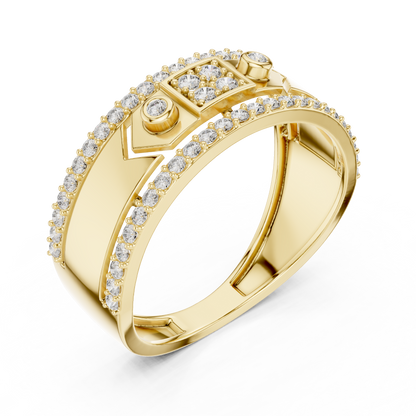 Hexagonal Bezel Square Pave Lab Grown Diamond Ring