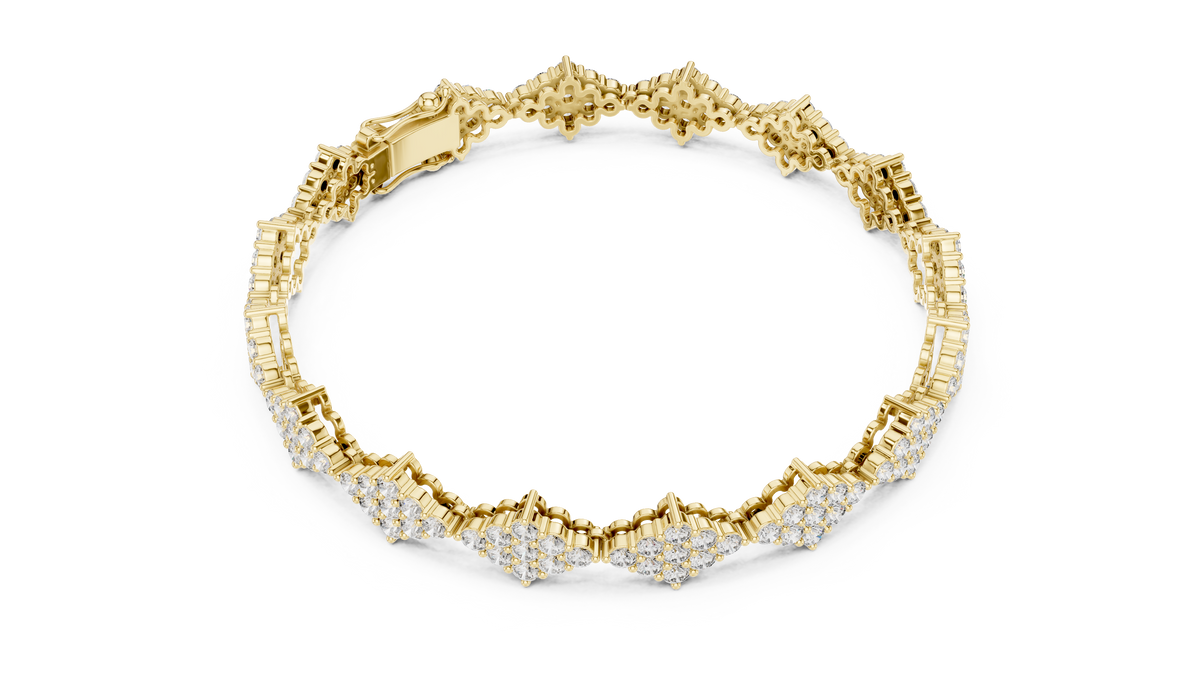 Diamond Cluster Motif Lab Grown Diamond Tennis Bracelet