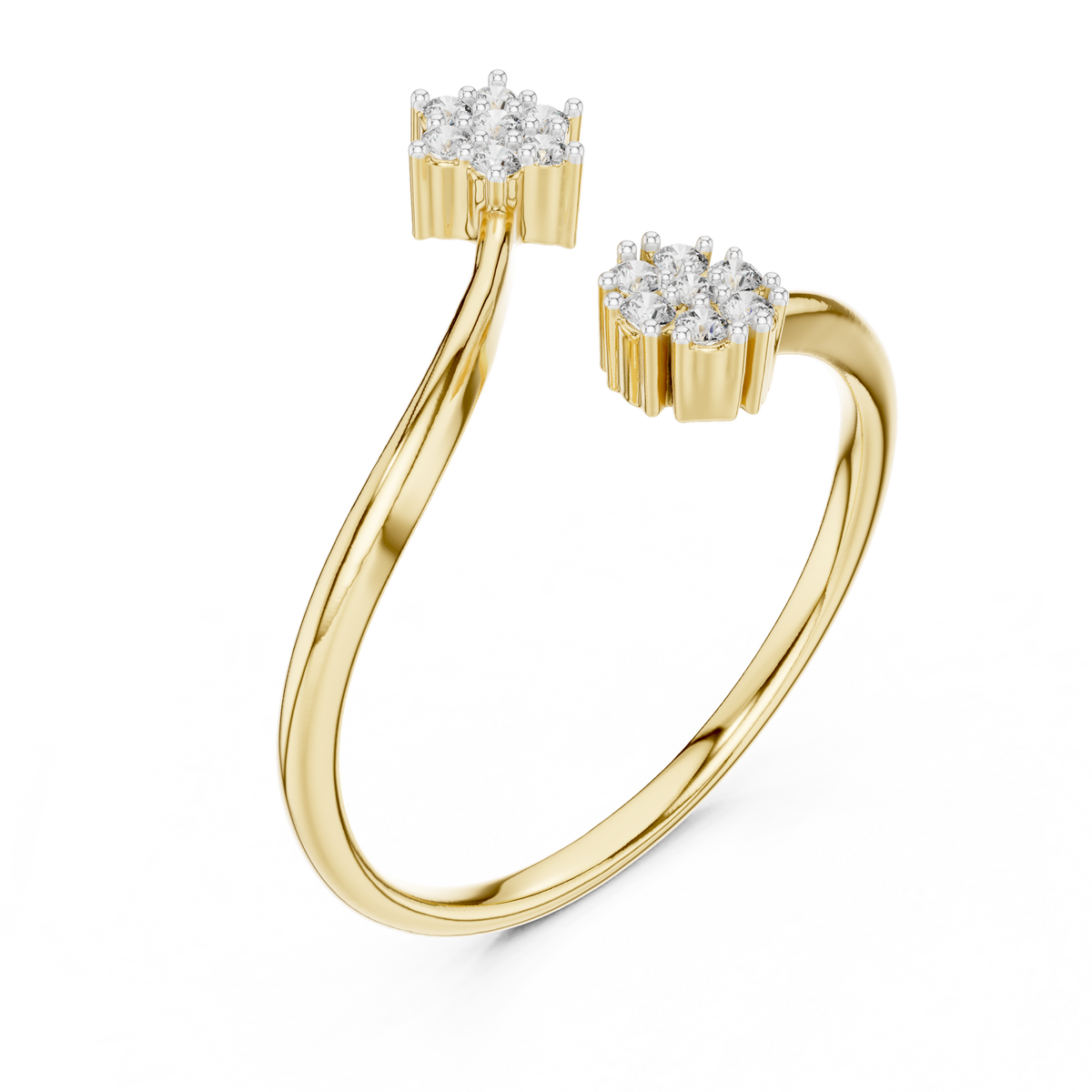 Bypass Floral Cluster Pave Set Lab Grown Diamond Ring