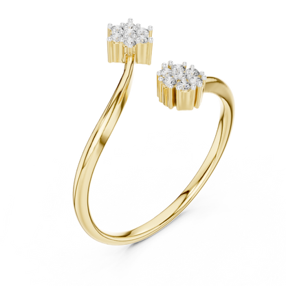 Bypass Floral Cluster Pave Set Lab Grown Diamond Ring