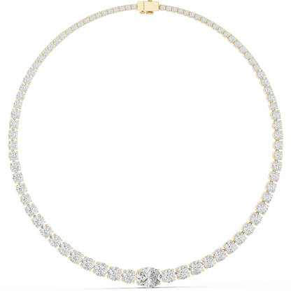 Graduated Oval Center & Round Lab Grown Diamond Riviera Necklace