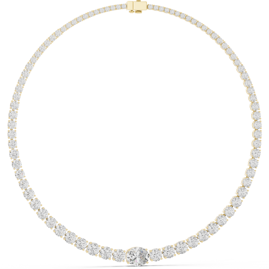 Graduated Oval Center & Round Lab Grown Diamond Riviera Necklace