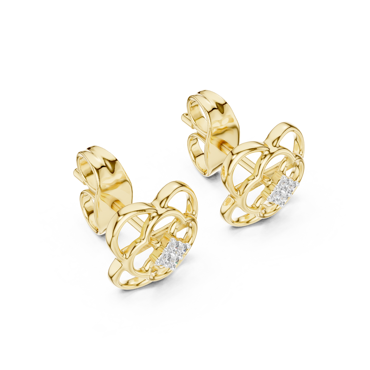 Round Cut Cluster Openwork Clover Lab Grown Diamond Earring