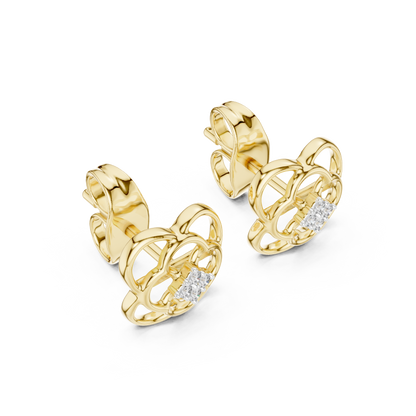 Round Cut Cluster Openwork Clover Lab Grown Diamond Earring