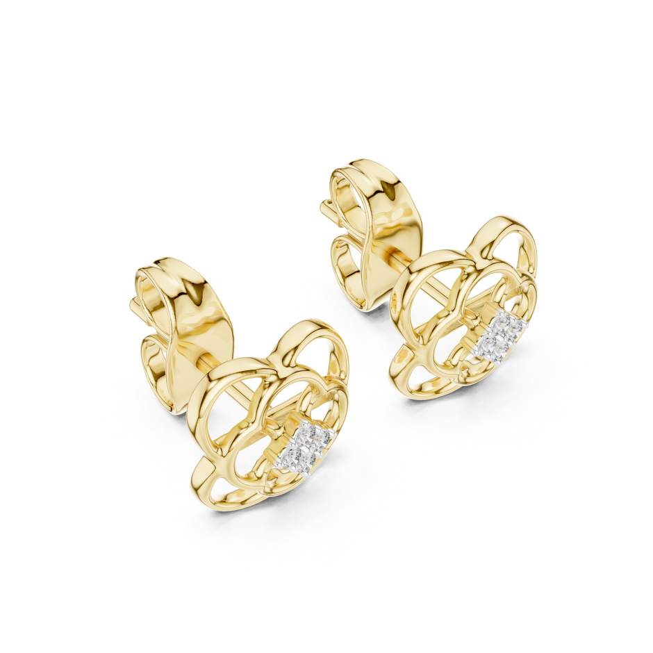 Round Cut Cluster Openwork Clover Lab Grown Diamond Earring